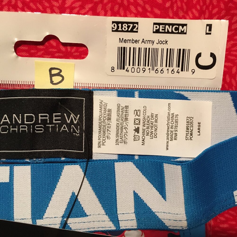 Andrew Christian Member Army Jock Size LARGE 🆕🩲🌟
